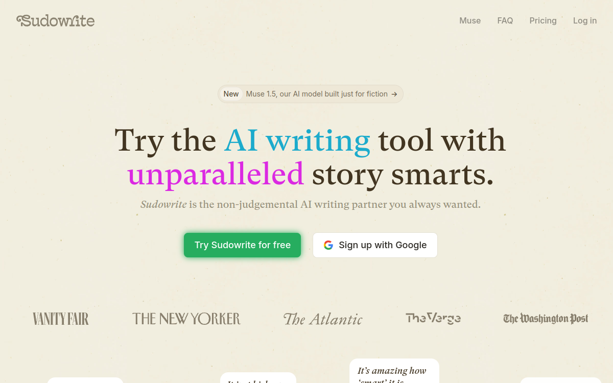 Screenshot di Sudowrite
