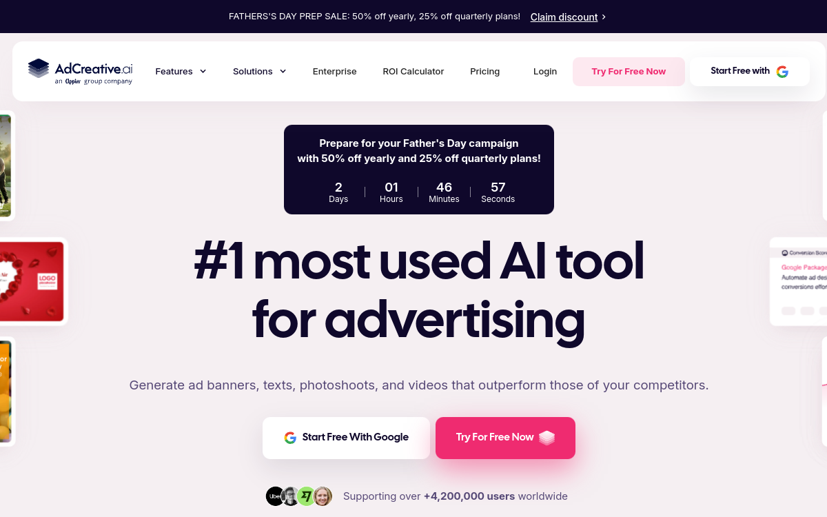 Screenshot di AdCreative.ai