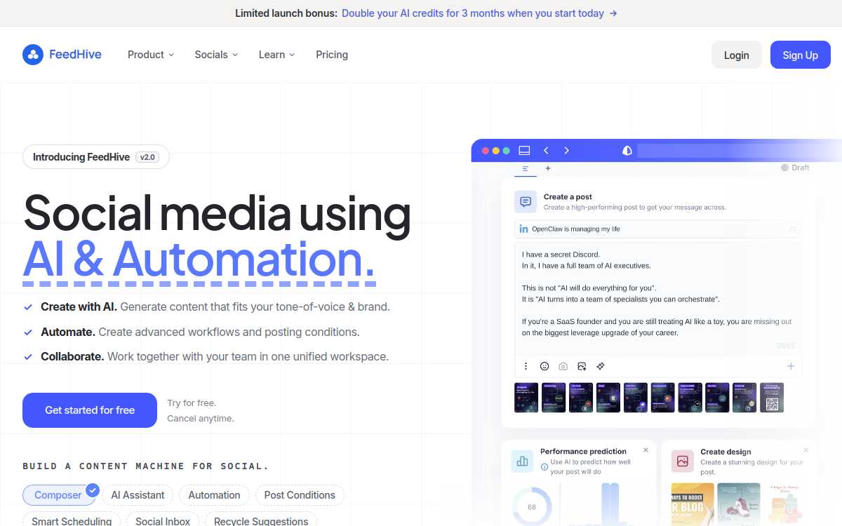 Screenshot di FeedHive