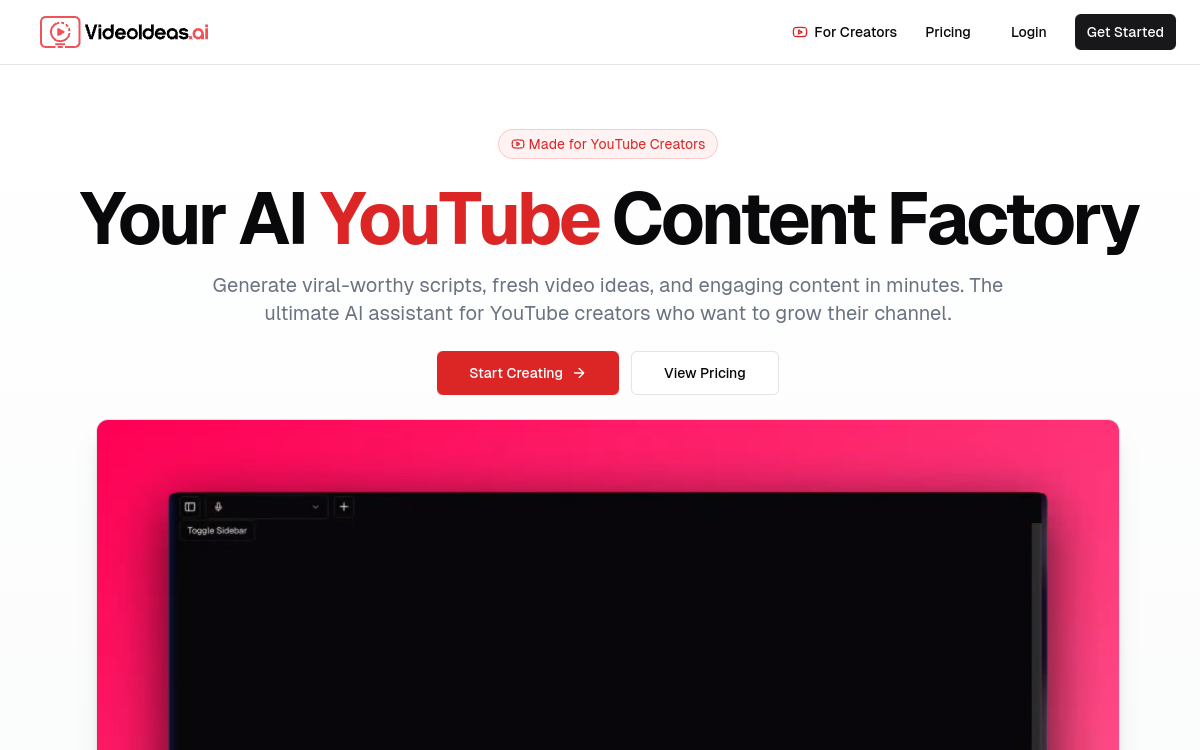 Screenshot di VideoIdeas.ai