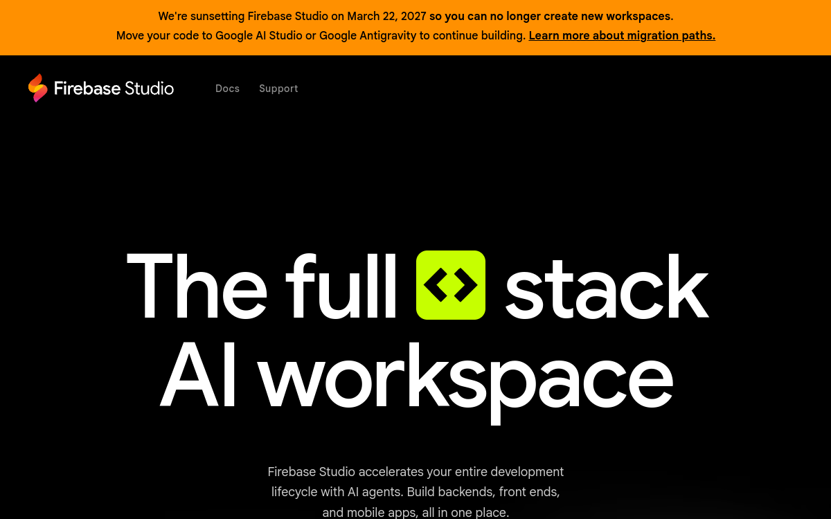 Screenshot di Firebase Studio