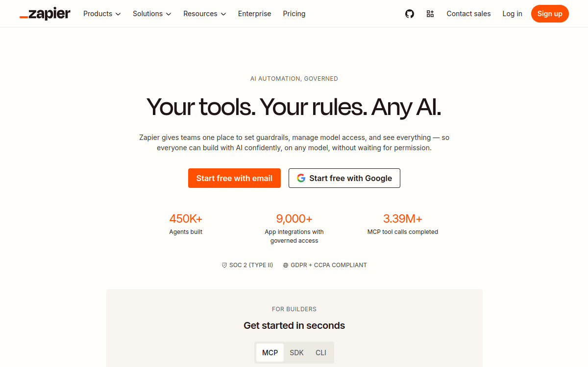 Screenshot di Zapier