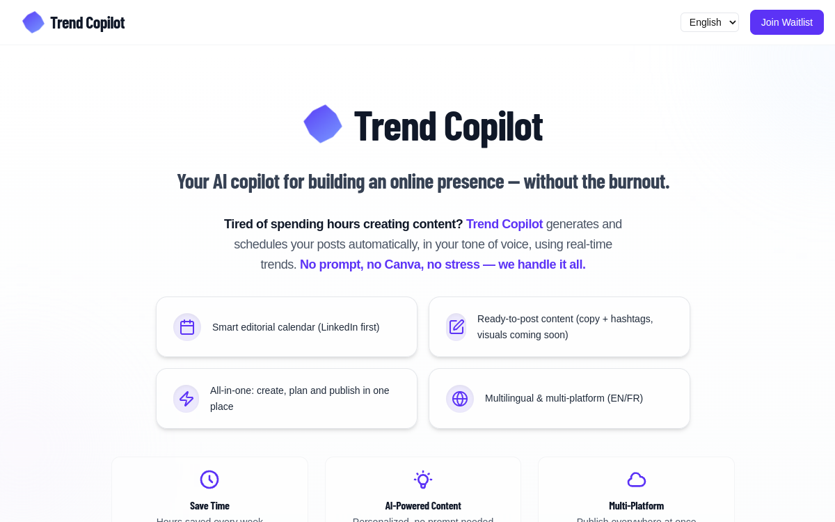 Screenshot di Trend Copilot