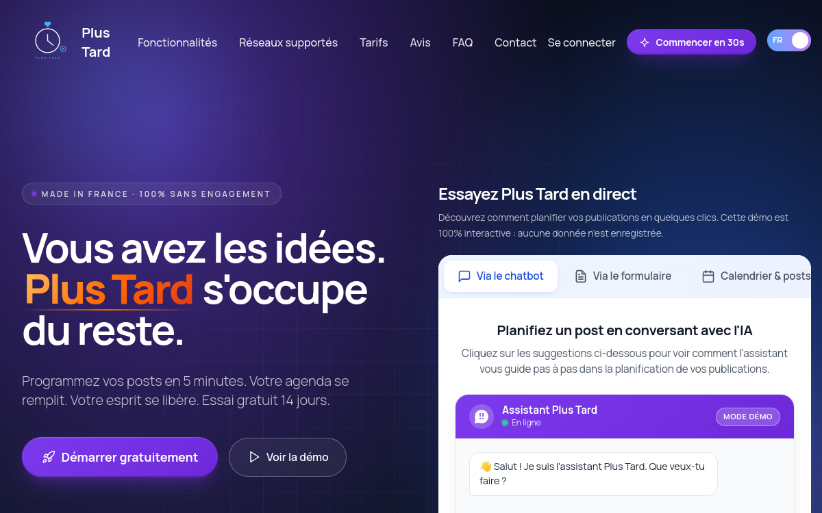 Screenshot di Plus Tard