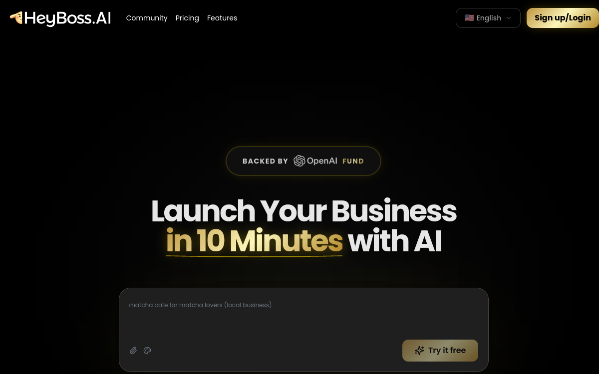 Screenshot di HeyBoss.AI