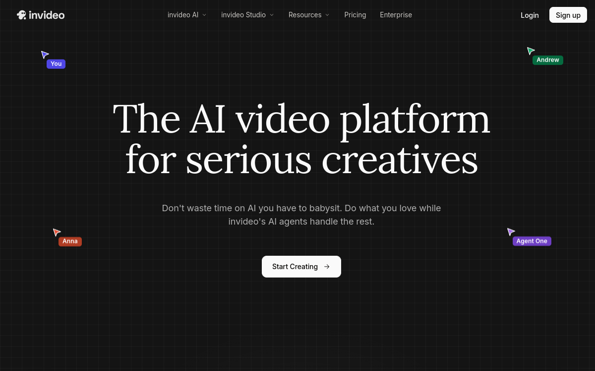 Screenshot di Invideo AI