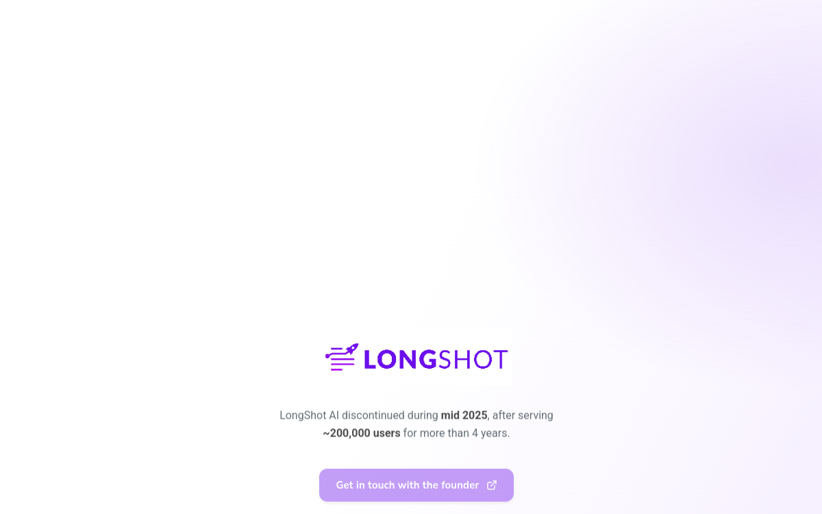 Screenshot di LongShot AI
