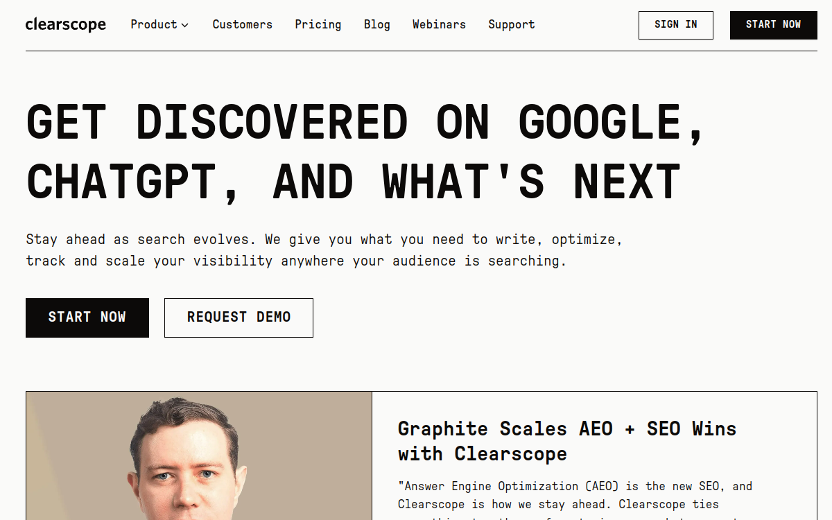 Screenshot di Clearscope