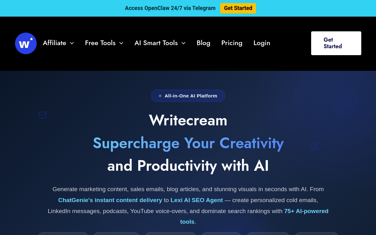 Screenshot di Writecream