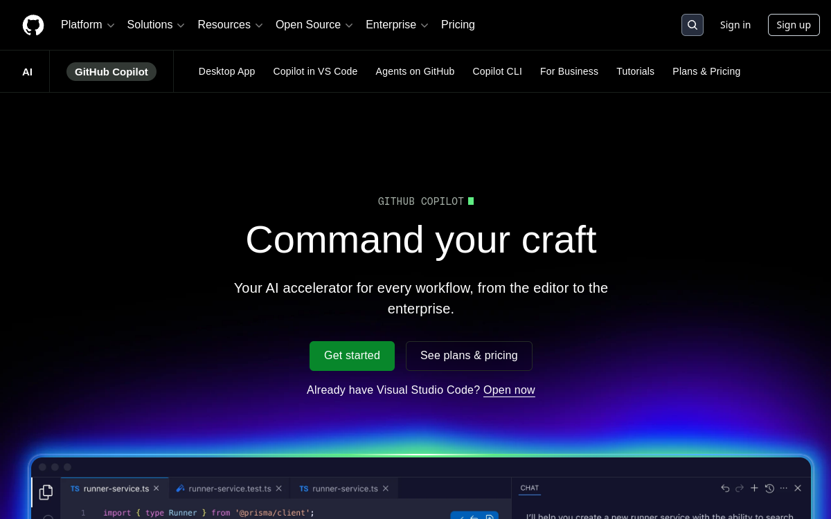 Screenshot di GitHub Copilot (Copilot X)