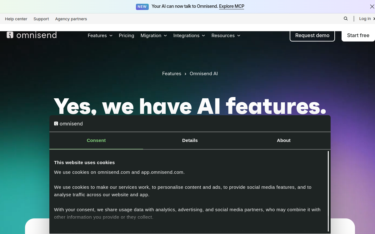 Screenshot di Omnisend AI