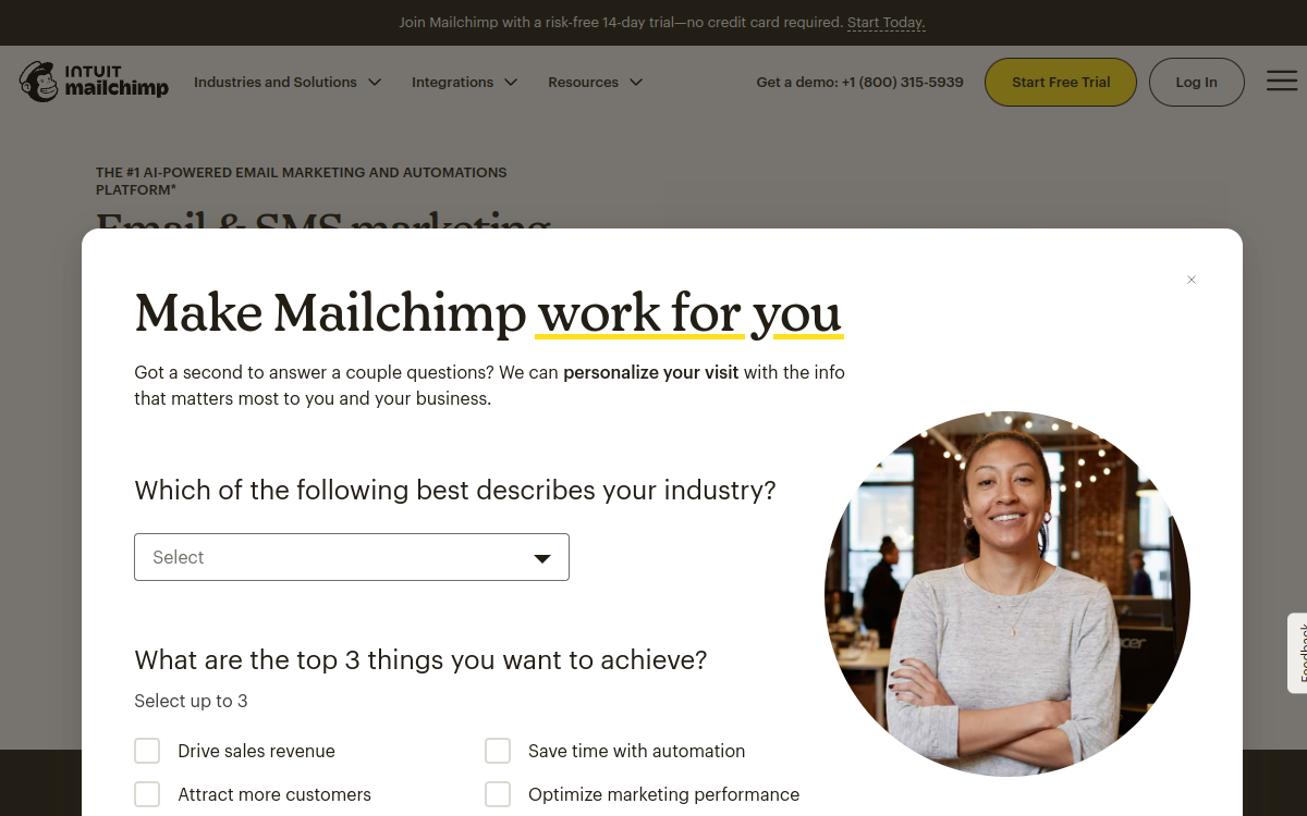 Screenshot di Mailchimp AI
