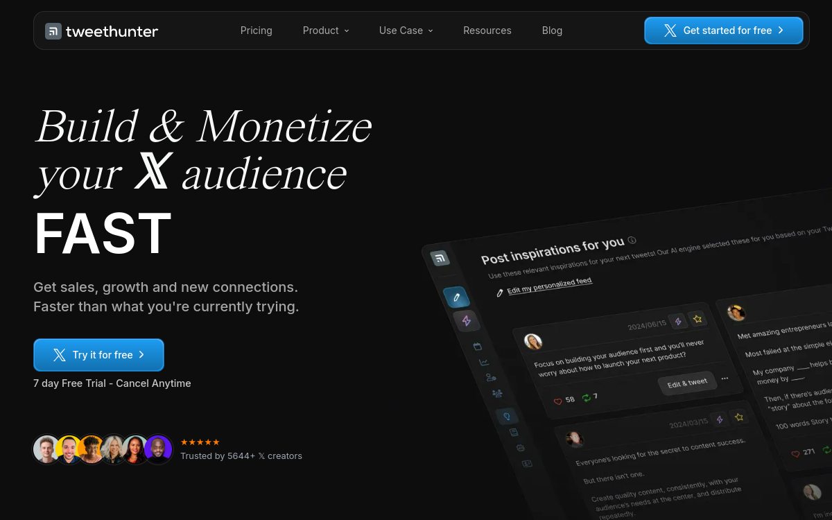 Screenshot di TweetHunter