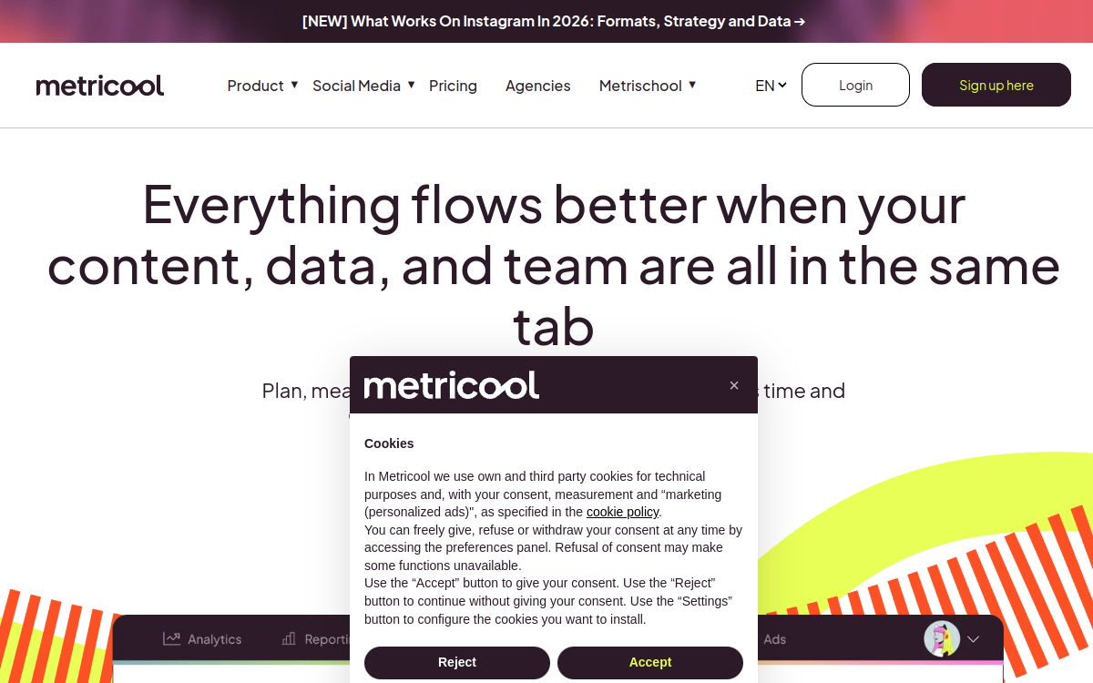 Screenshot di Metricool AI