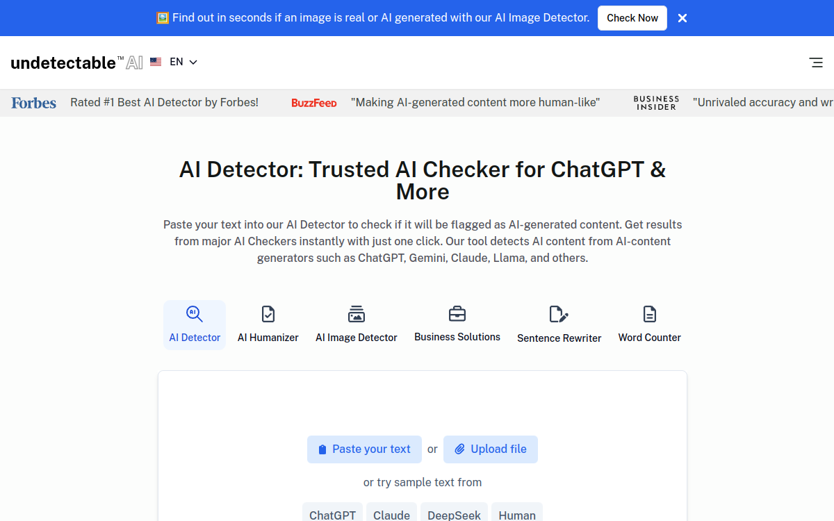 Screenshot di Undetectable.ai