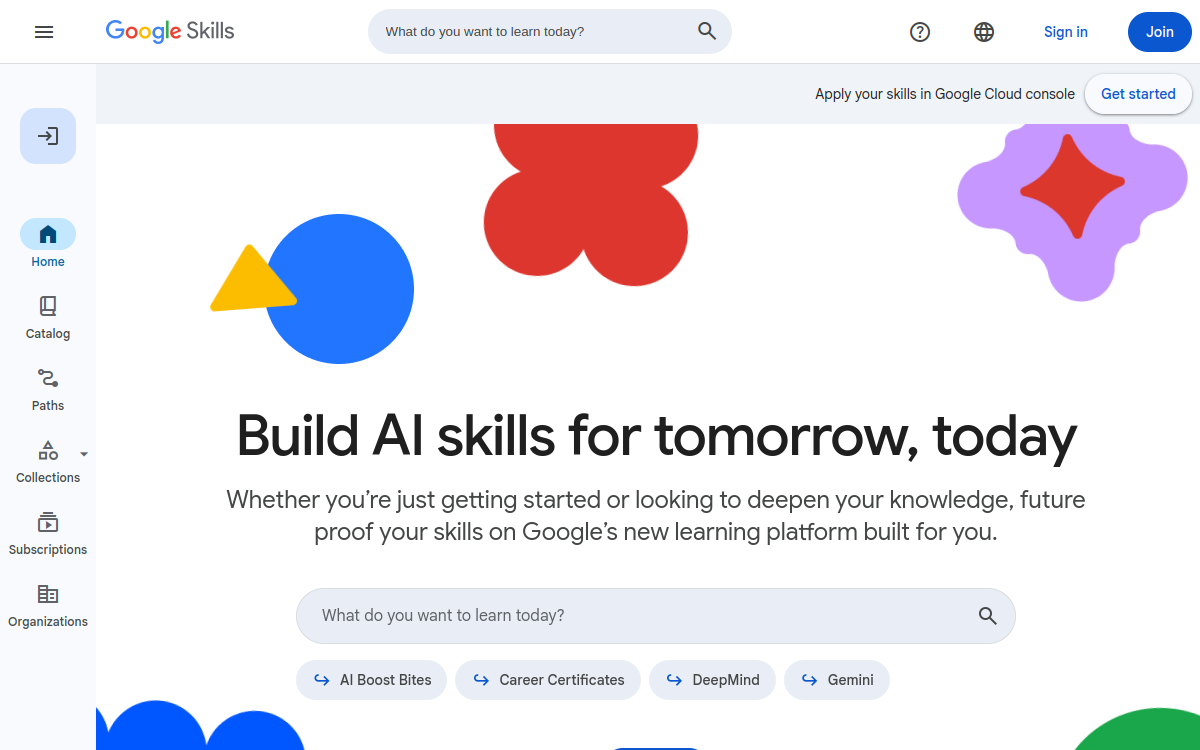 Screenshot di Google Skills