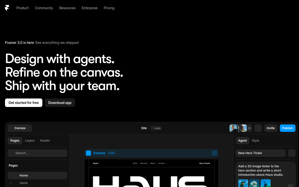 Screenshot di Framer