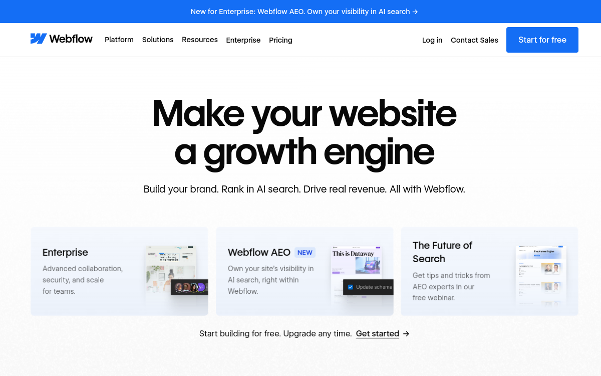 Screenshot di Webflow