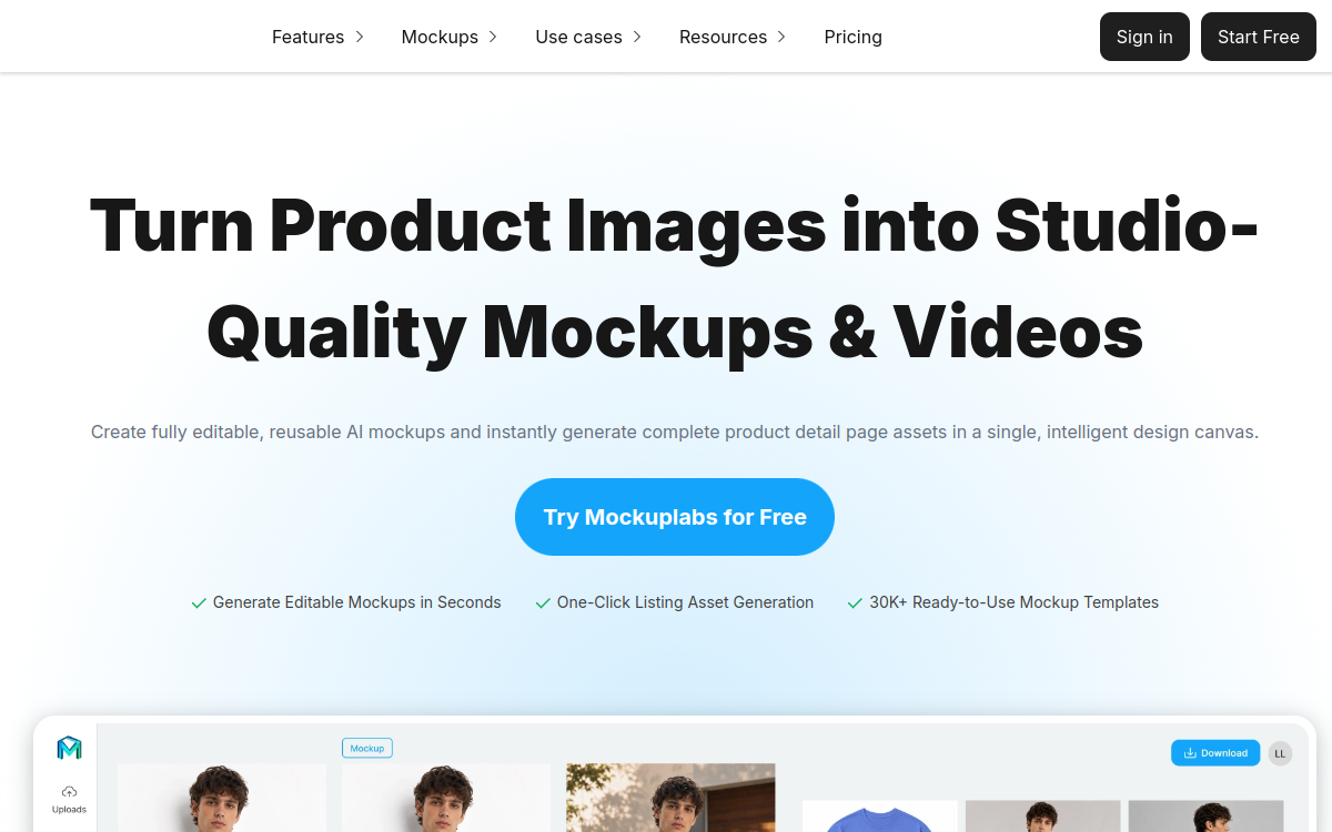 Screenshot di MockupLabs AI