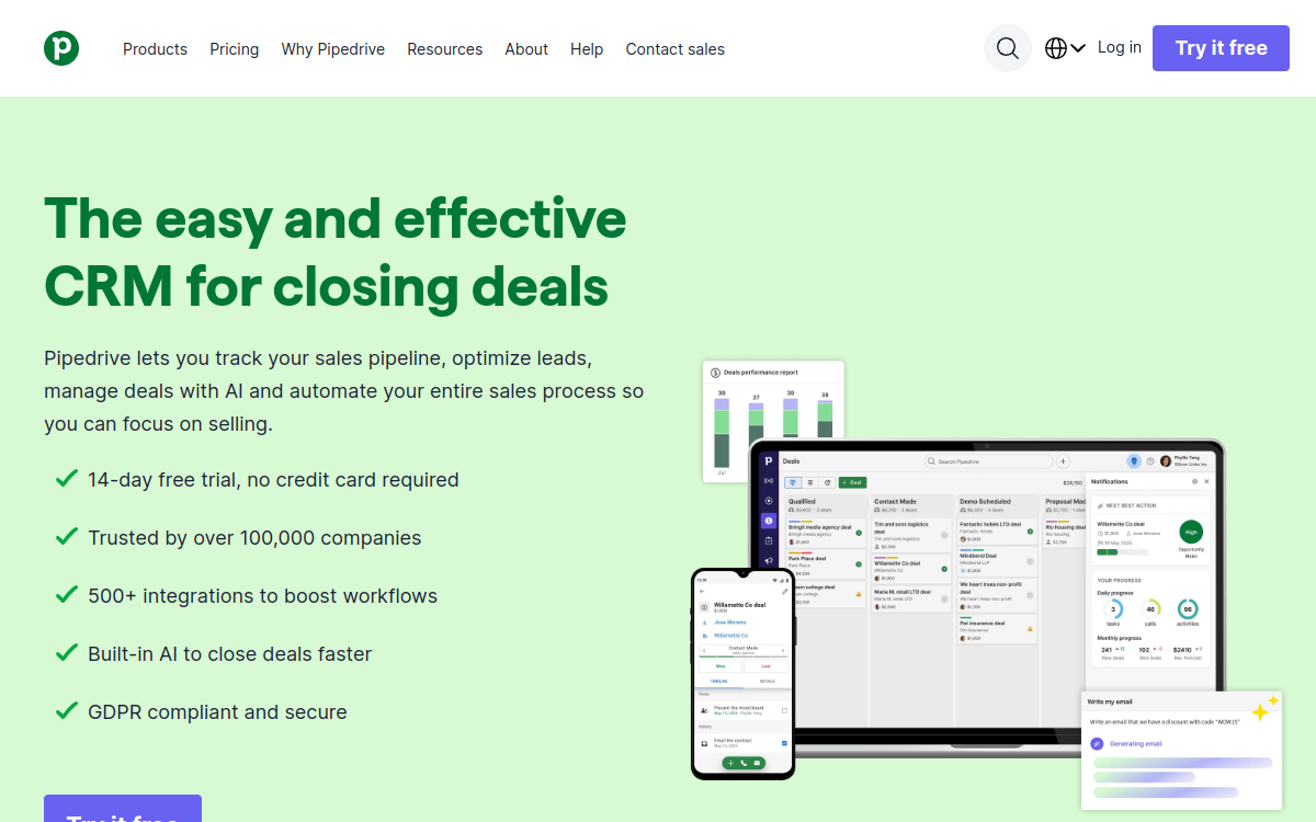 Screenshot di Pipedrive
