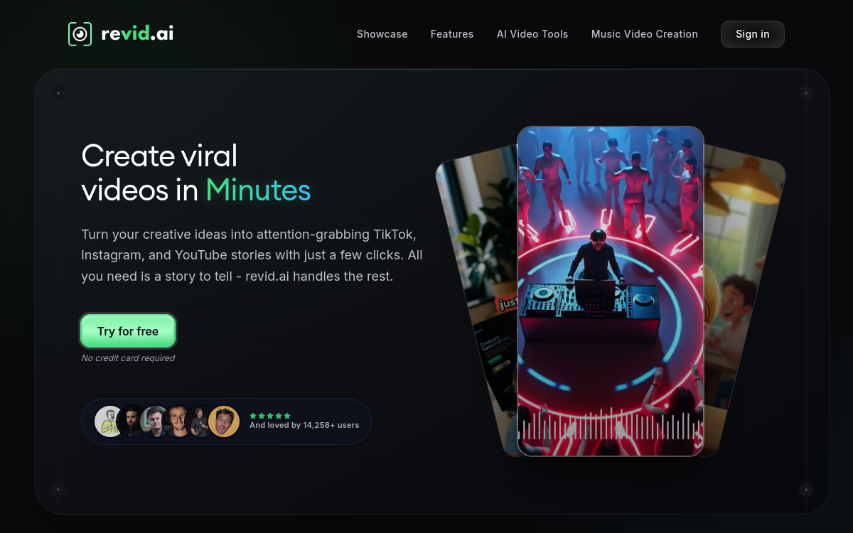 Screenshot di Revid.ai