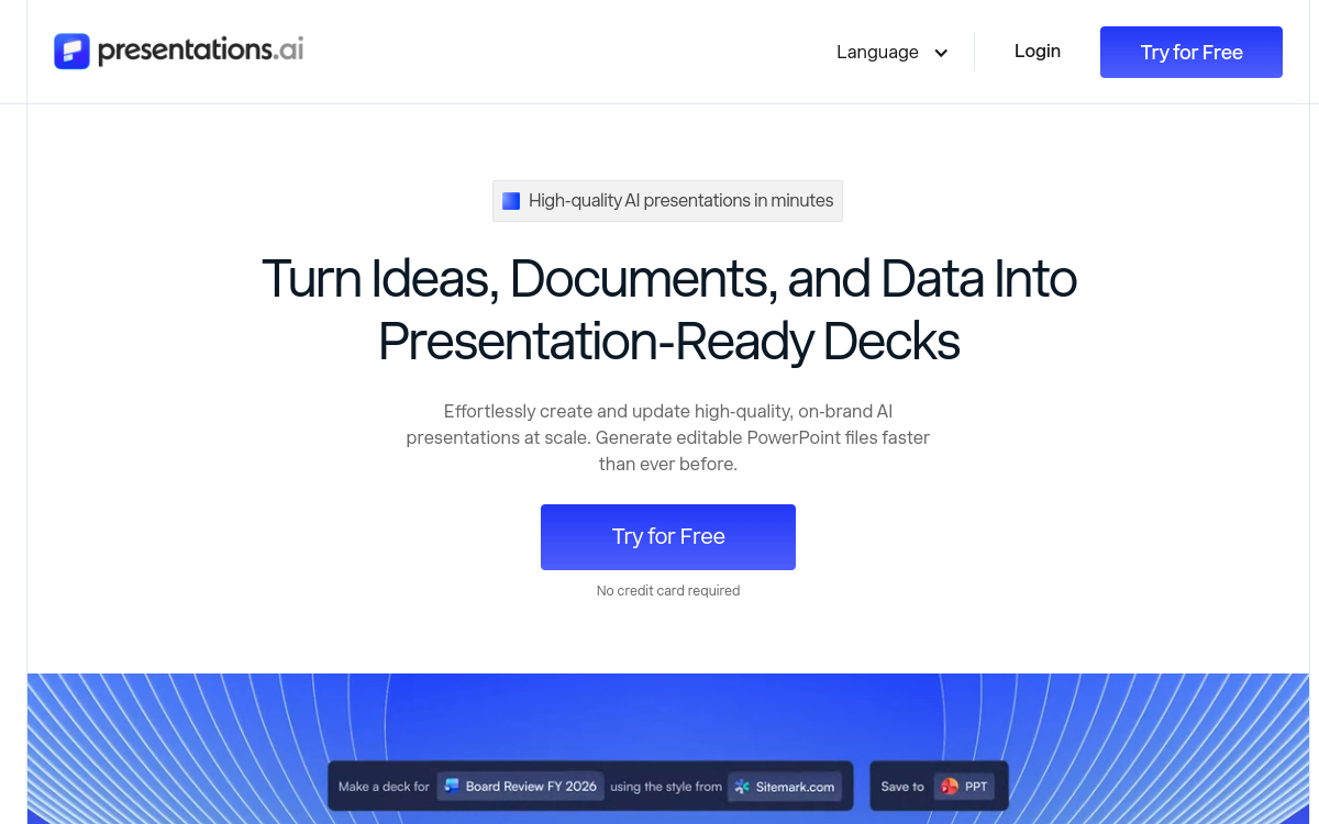 Screenshot di Presentations.AI