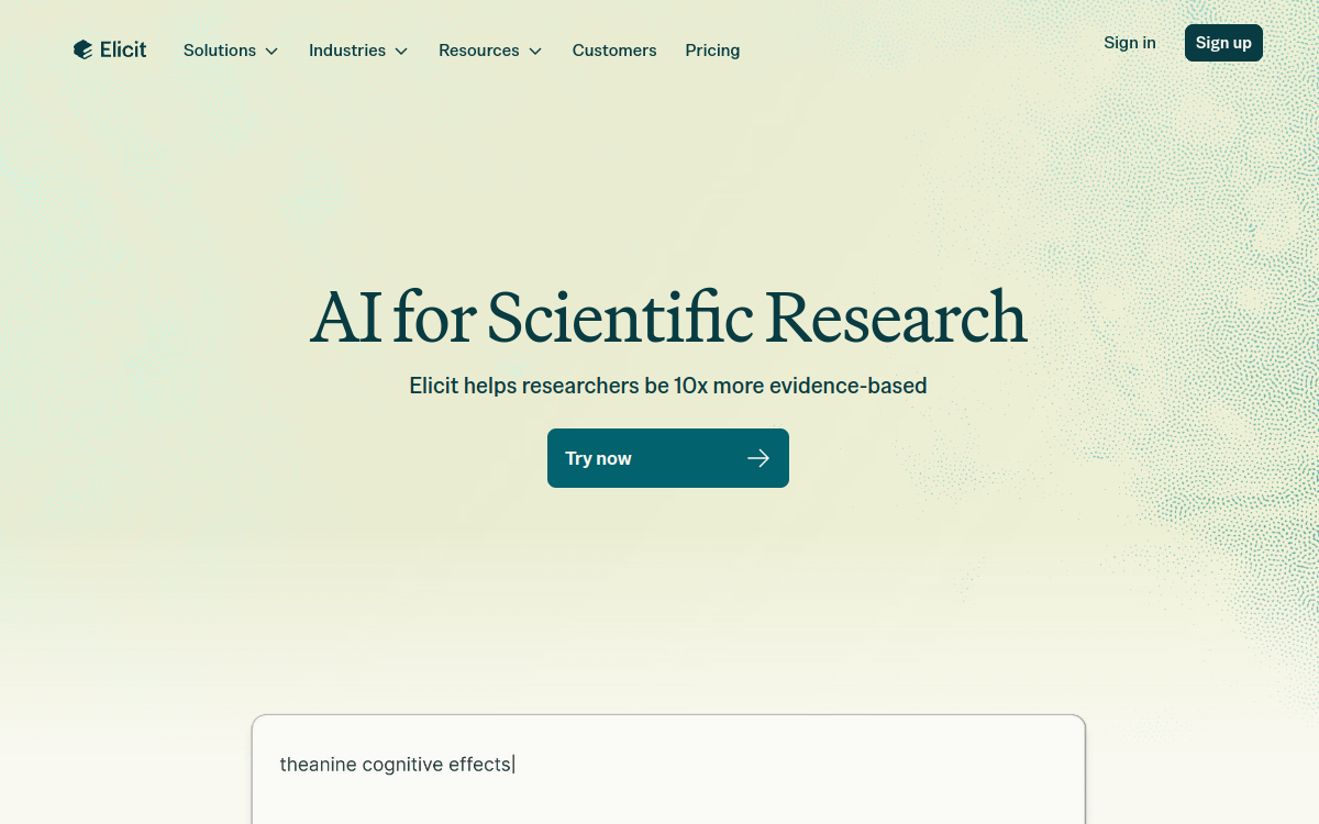Screenshot di Elicit