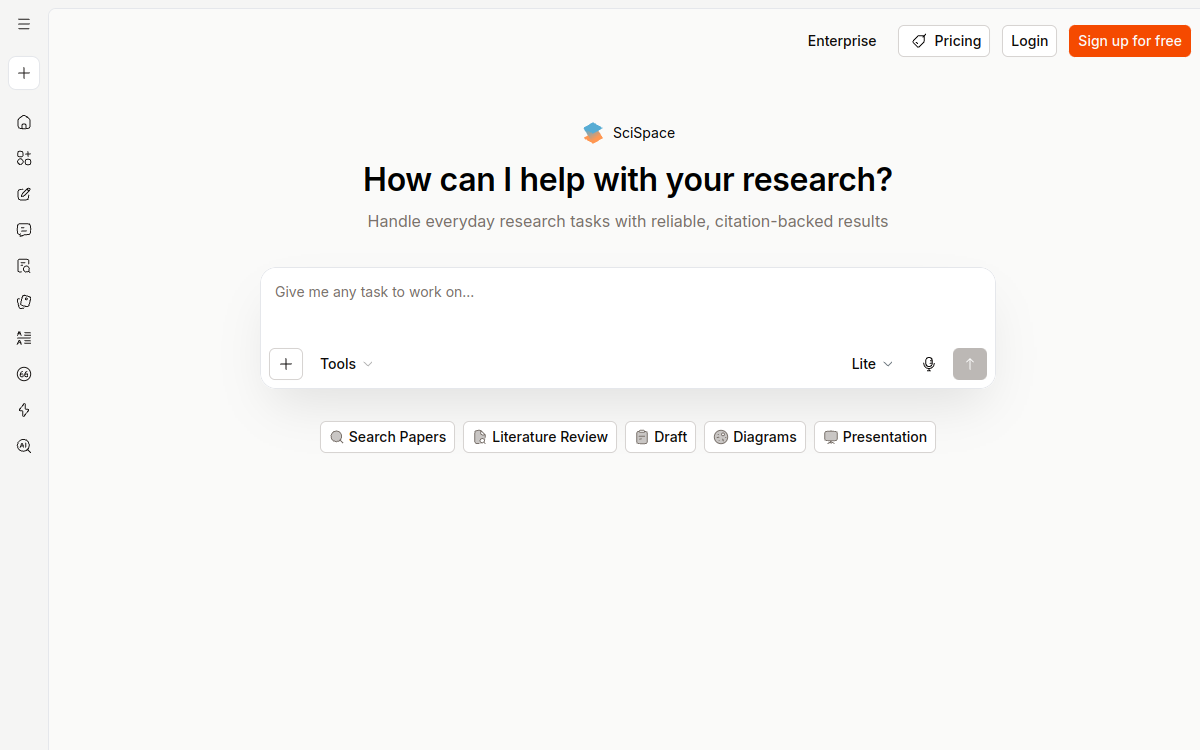 Screenshot di SciSpace