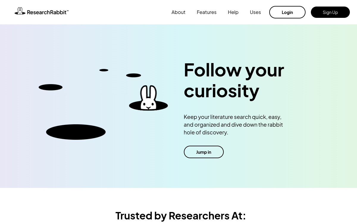 Screenshot di ResearchRabbit