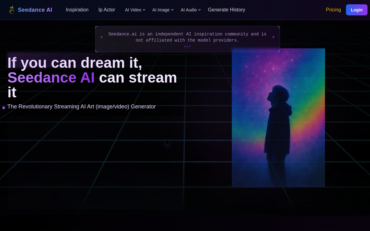 Screenshot di Seedance AI