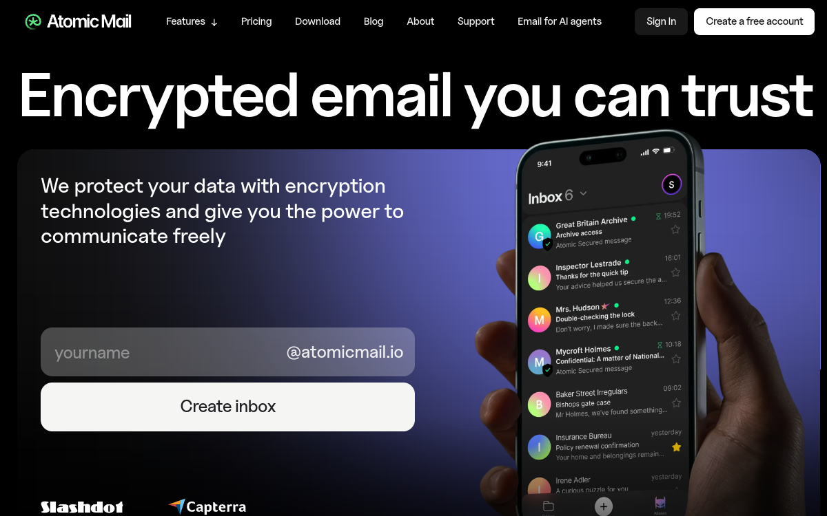 Screenshot di Atomic Mail
