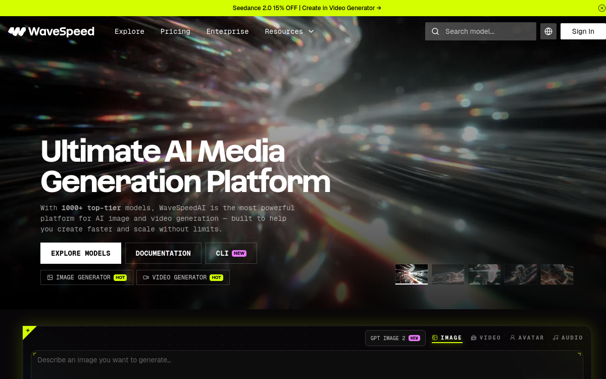 Screenshot di WaveSpeedAI