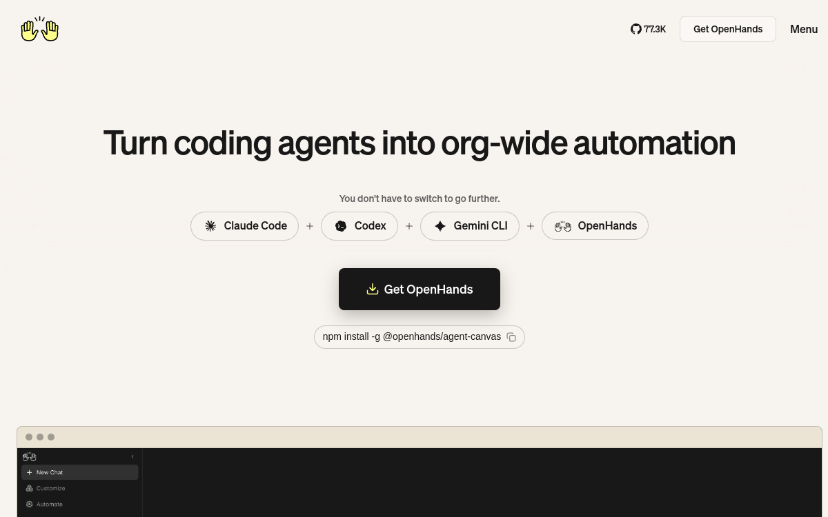 Screenshot di OpenHands