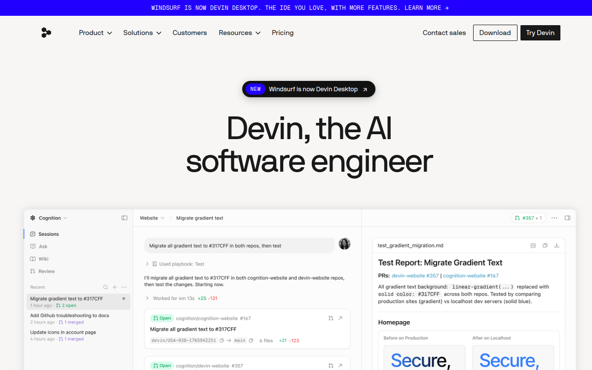 Screenshot di Devin