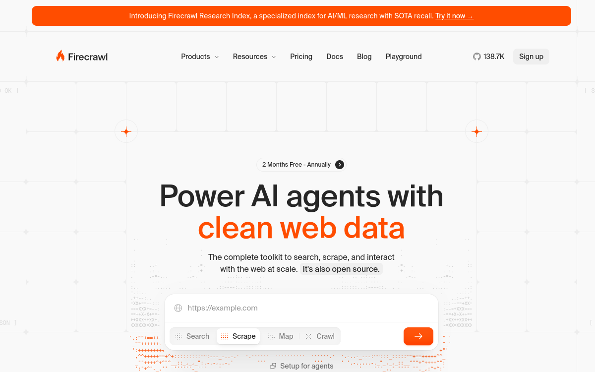 Screenshot di Firecrawl