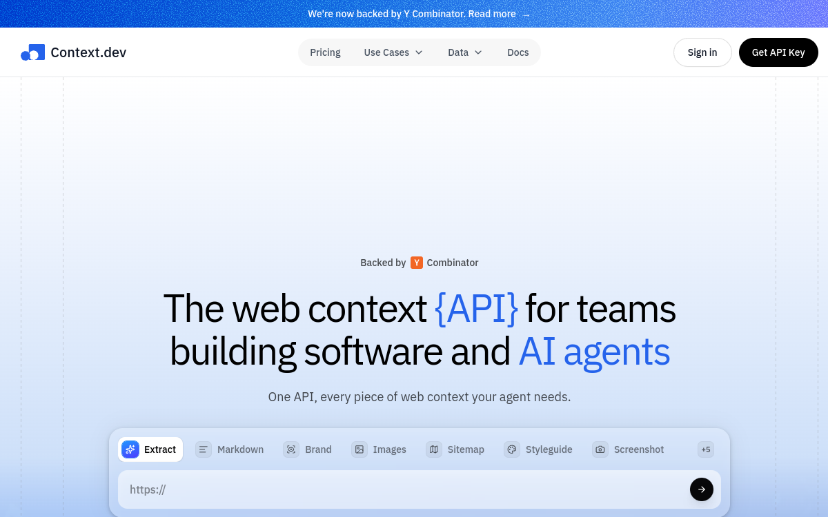 Screenshot di Context.dev