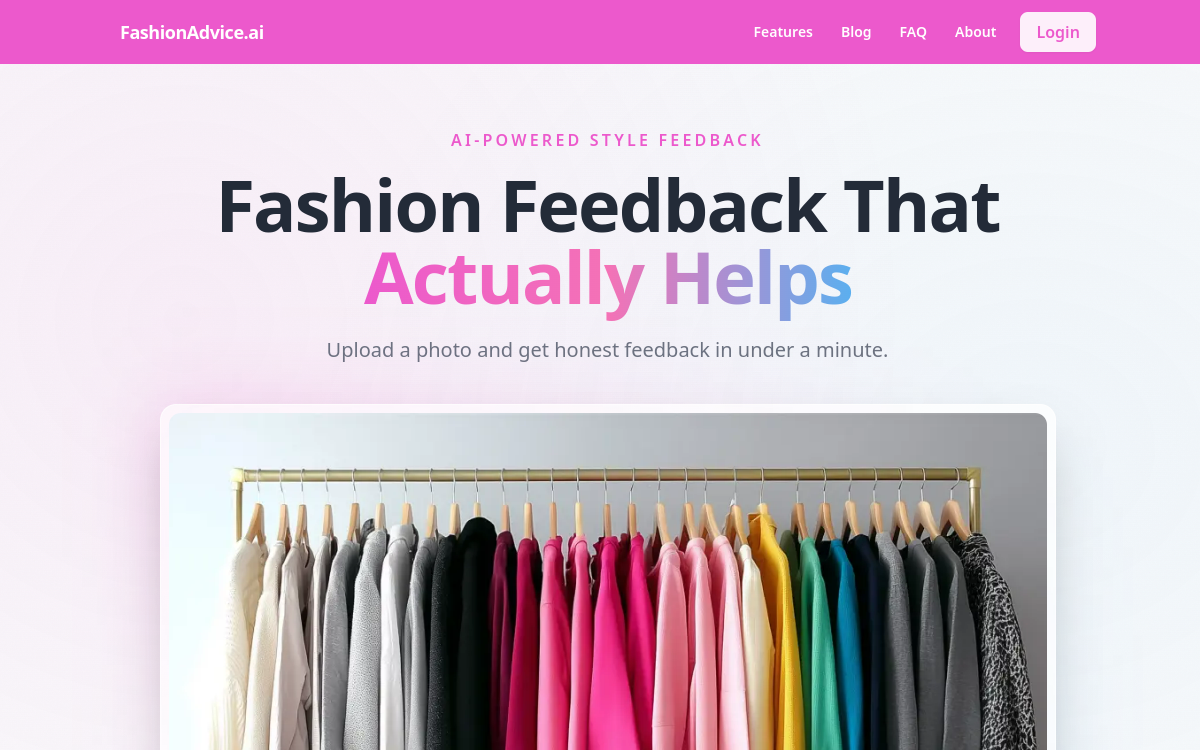 Screenshot di FashionAdvice.ai