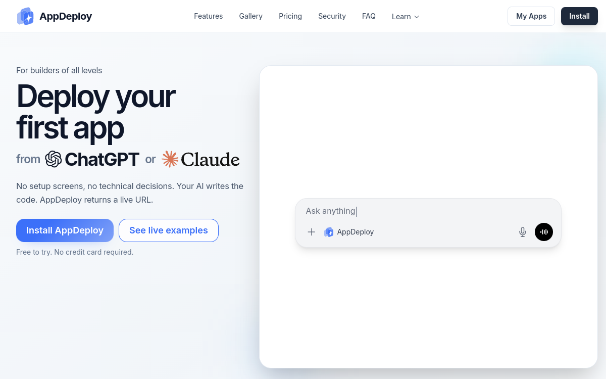 Screenshot di AppDeploy