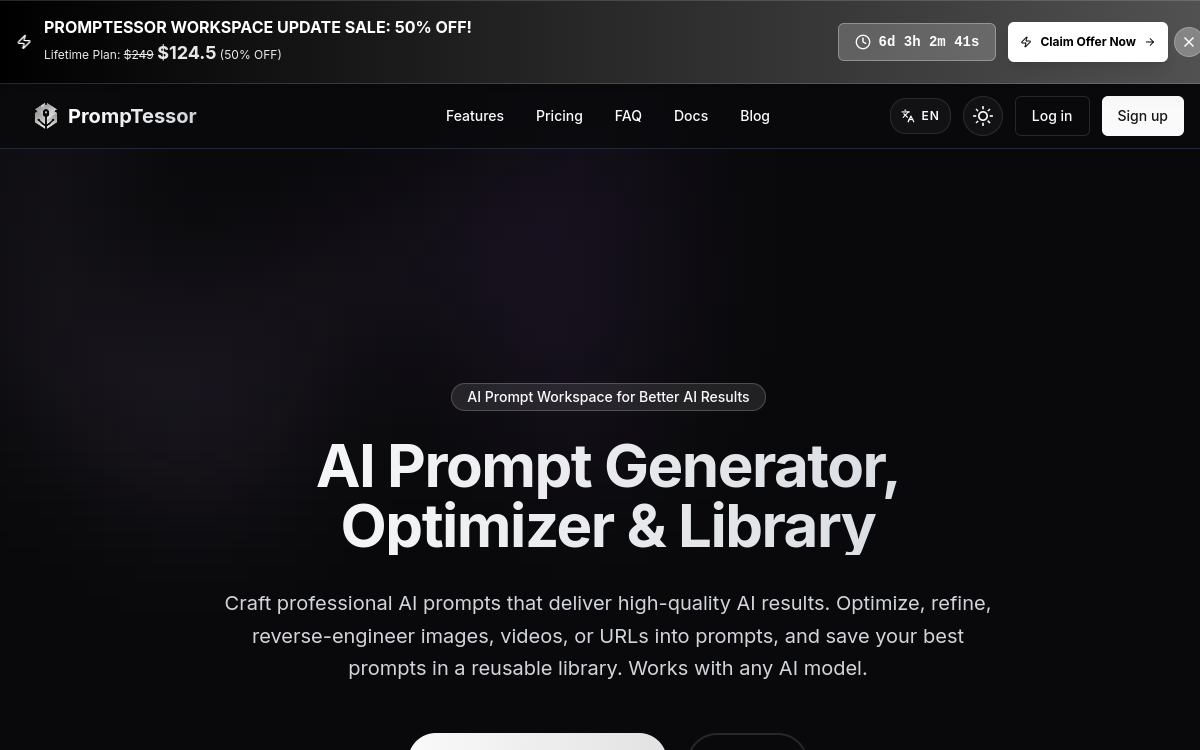 Screenshot di PrompTessor