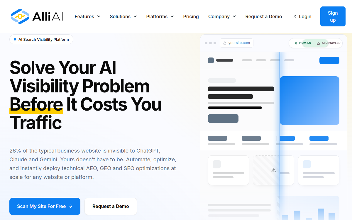 Screenshot di Alli AI