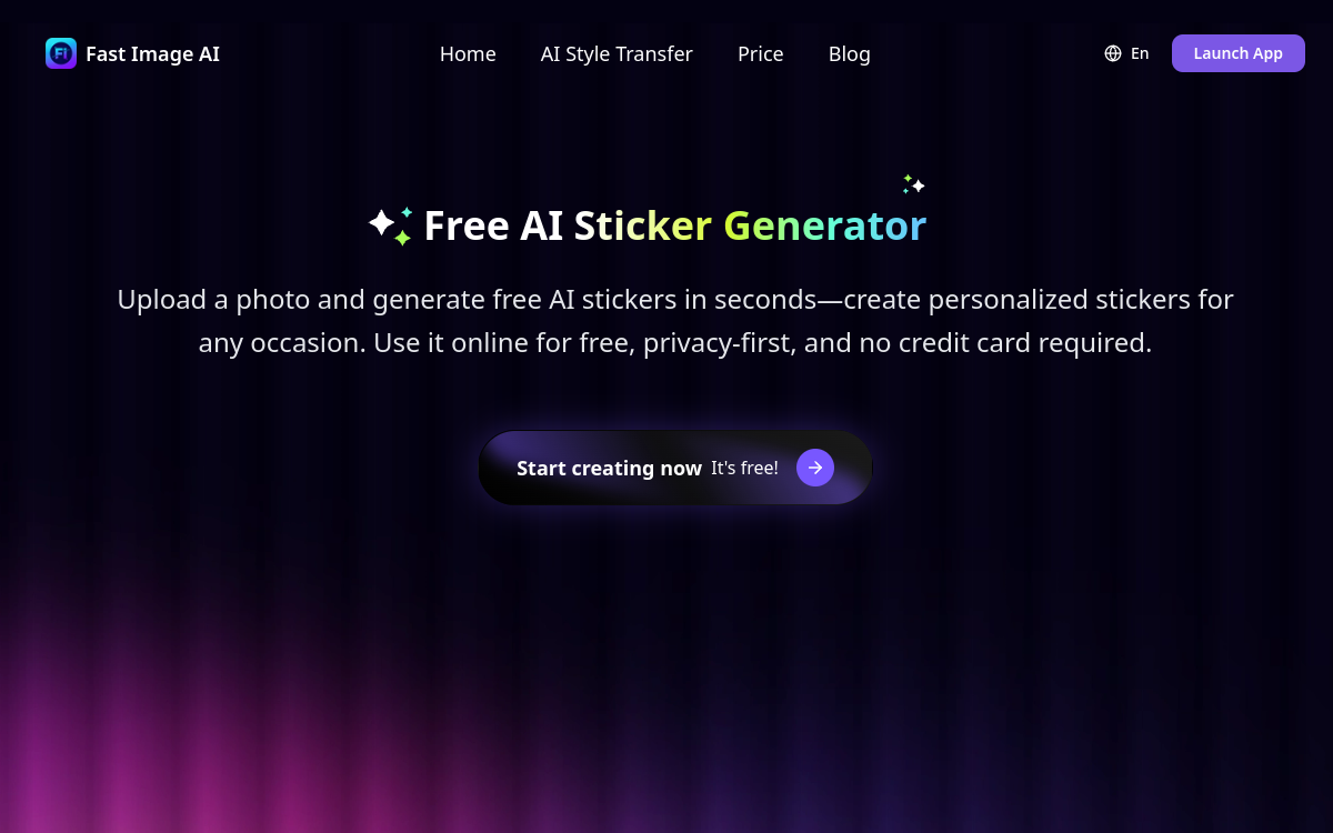 Screenshot di FastImage — AI Sticker Generator