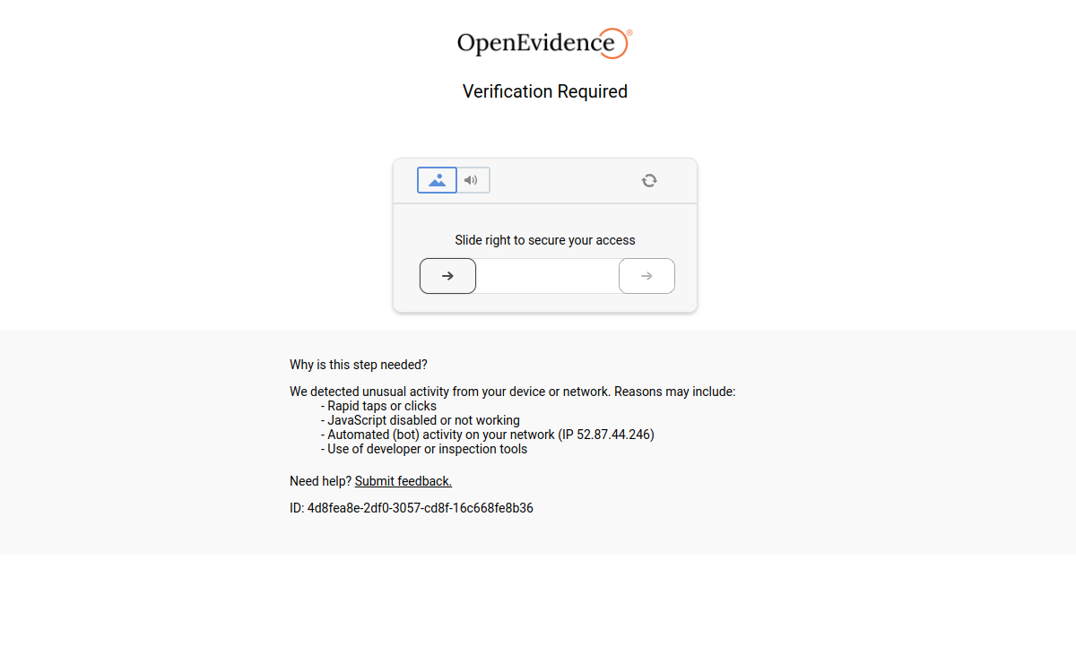 Screenshot di OpenEvidence