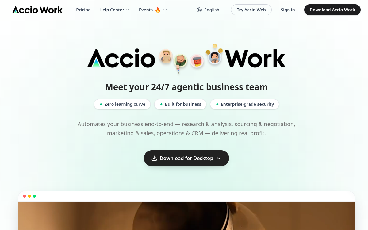 Screenshot di Accio Work