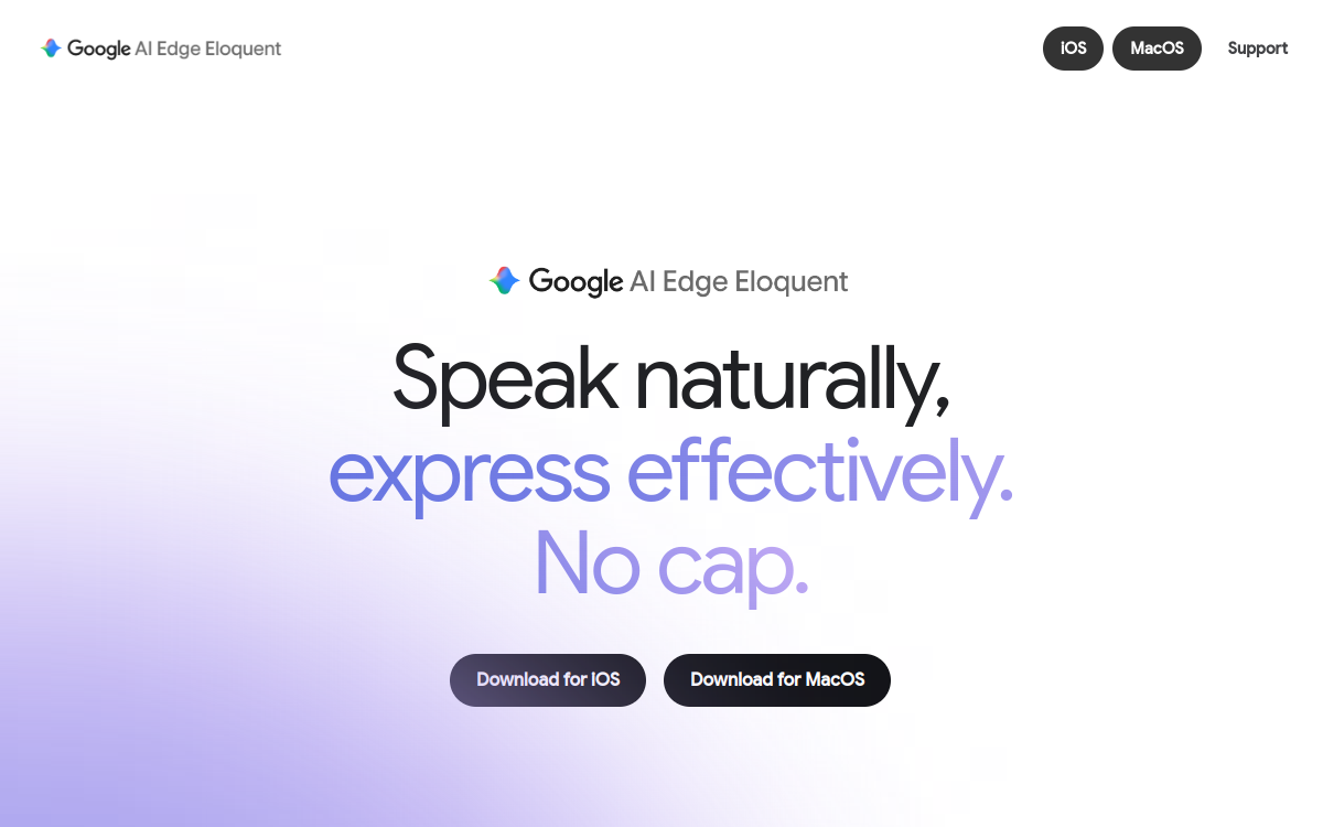 Screenshot di Google AI Edge Eloquent