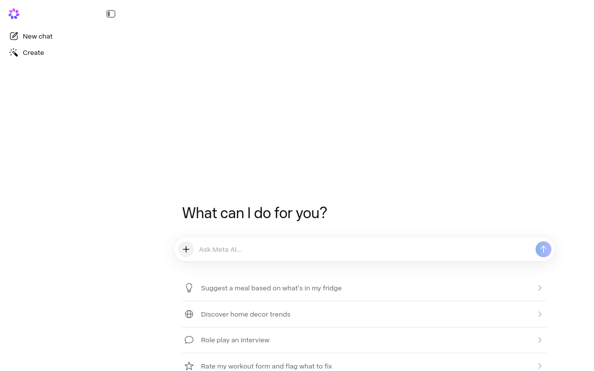 Screenshot di Meta AI