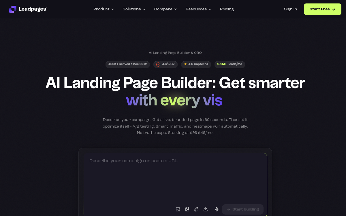Screenshot di Leadpages