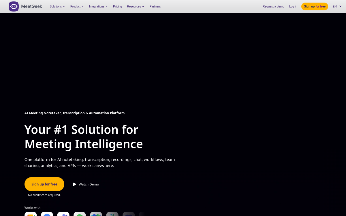 Screenshot di MeetGeek