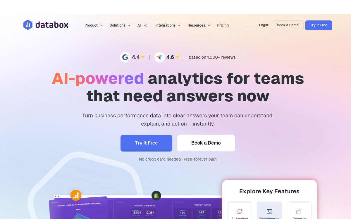Screenshot di Databox