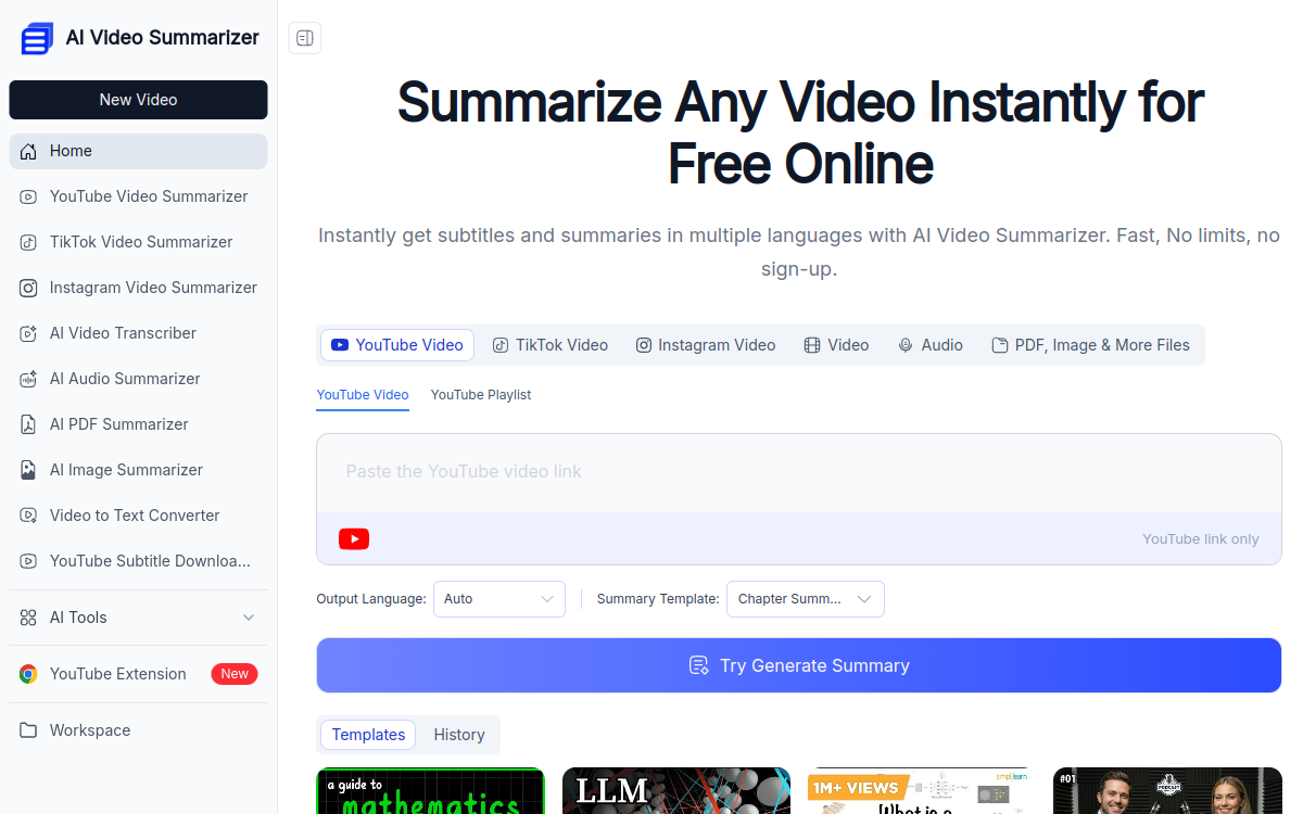 Screenshot di AI Video Summarizer
