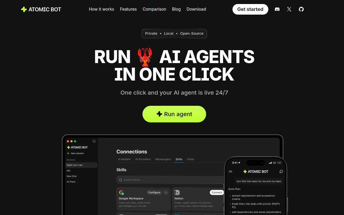 Screenshot di Atomic Bot